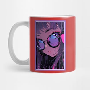 Aesthetic Anime Girl Pink Rosa Black | Quality Aesthetic Anime Design | Chibi Manga Anime Art Mug